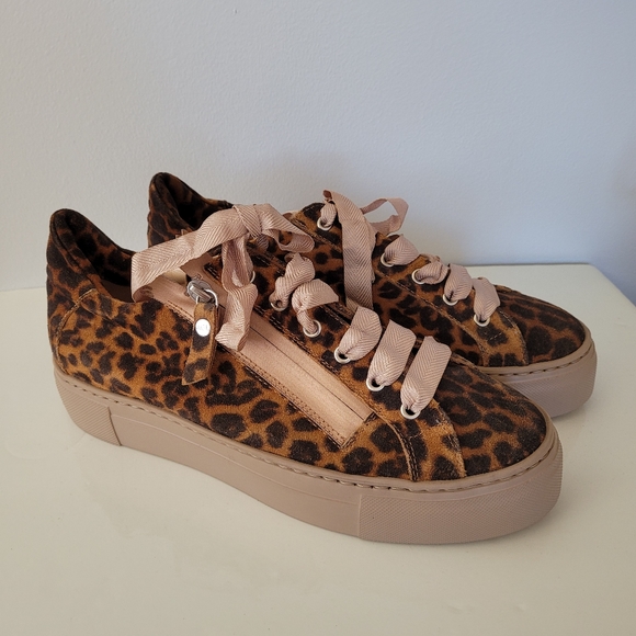 AGL Meghan Leopard Print Leather Platform Sneakers - Picture 2 of 13
